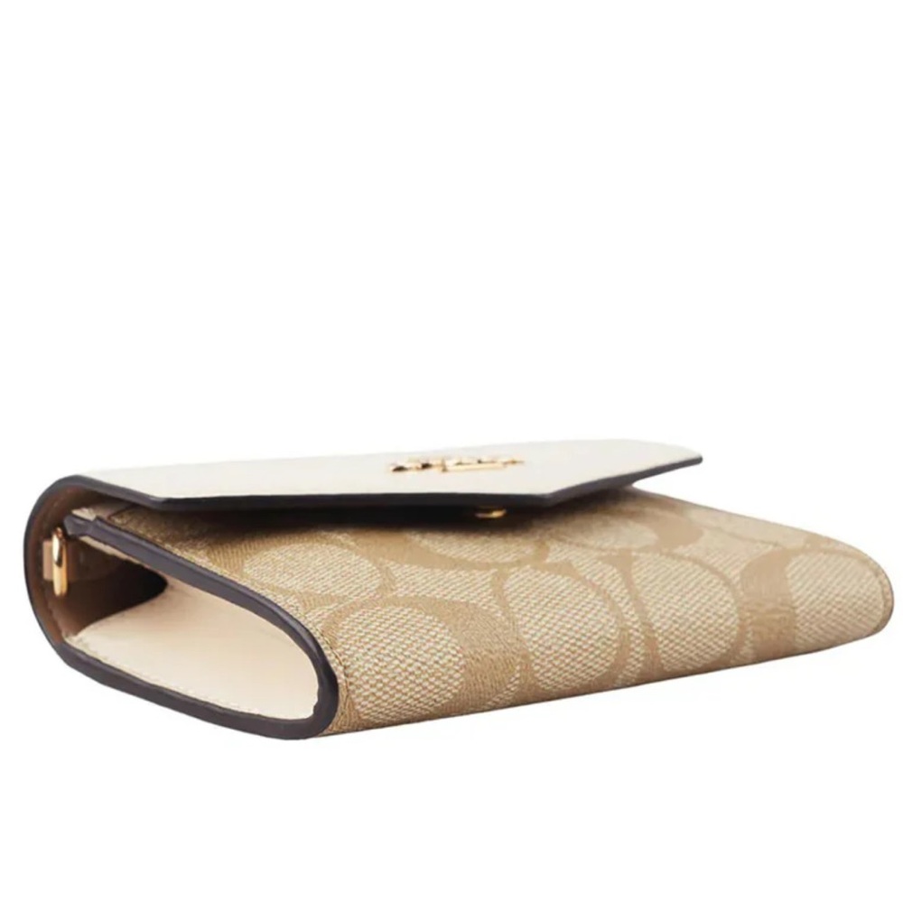 Coach Mini Envelope Wallet With Strap In Signature Canvas - Light Brown - Picture 13 of 17